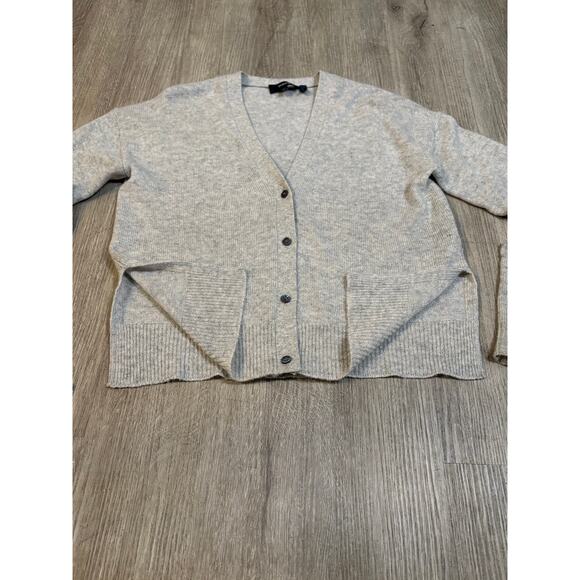 THEORY Gray Hanelee Cashmere Cardigan Sweater Small Minimalist Luxury Capsule - Picture 10 of 16